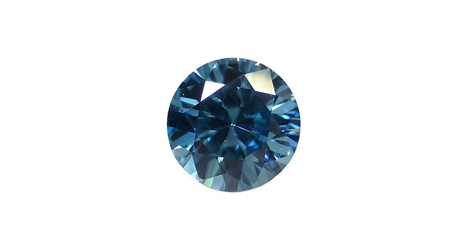 intense blue colour round brilliant cut zircon